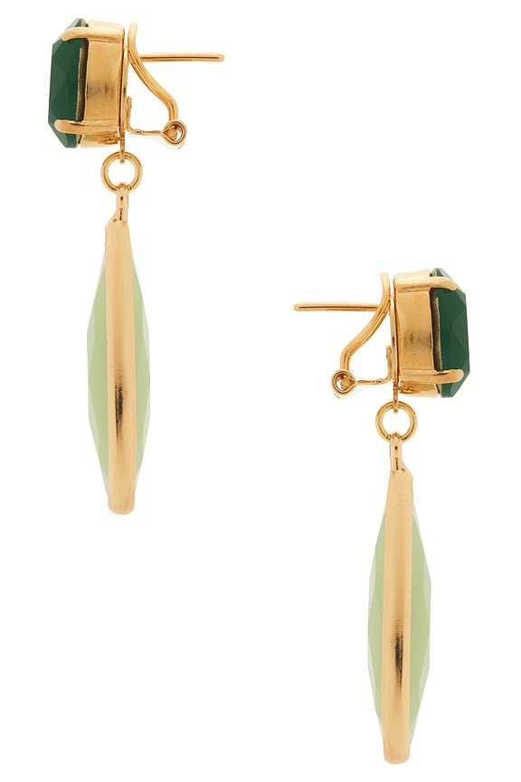 view 2 of 2 BOUCLES D'OREILLES PENDANTES EARRINGS in Opaque Green & Gold