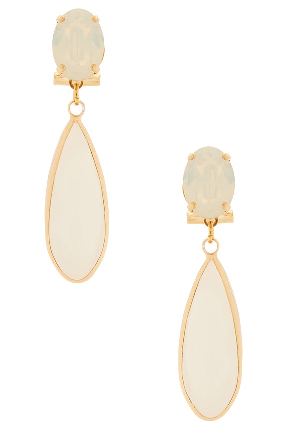 view 1 of 2 BOUCLES D'OREILLES PENDANTES EARRINGS in Opaque White & Gold