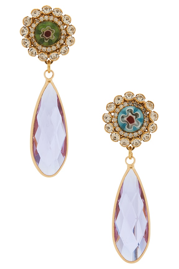 view 1 of 2 PENDIENTES COLGANTES LLAMATIVOS EARRINGS in Blue, Green, Violet, & Gold
