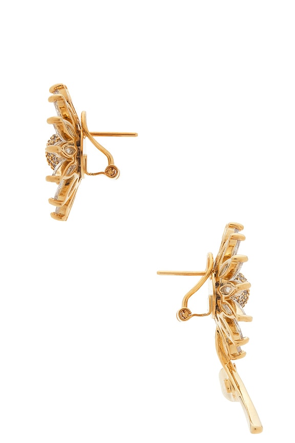 view 2 of 2 Asymmetric Daisy Earrings in Crystal & Gold