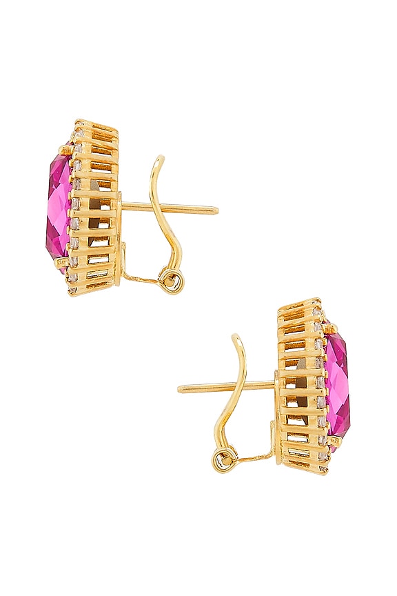 view 2 of 2 CLOUS D'OREILLES in Fuchsia, Crystal & Gold
