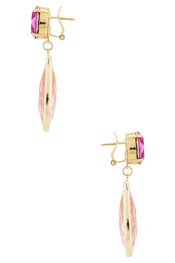 view 2 of 2 BOUCLES D'OREILLES PENDANTES in Fuchsia, Light Rose & Gold