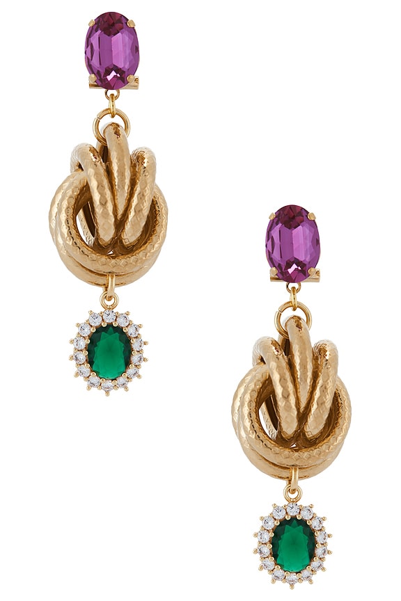 view 1 of 3 BOUCLES D'OREILLES in Fuchsia, Green & Gold
