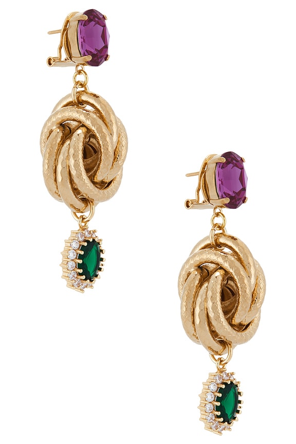 view 2 of 3 BOUCLES D'OREILLES in Fuchsia, Green & Gold