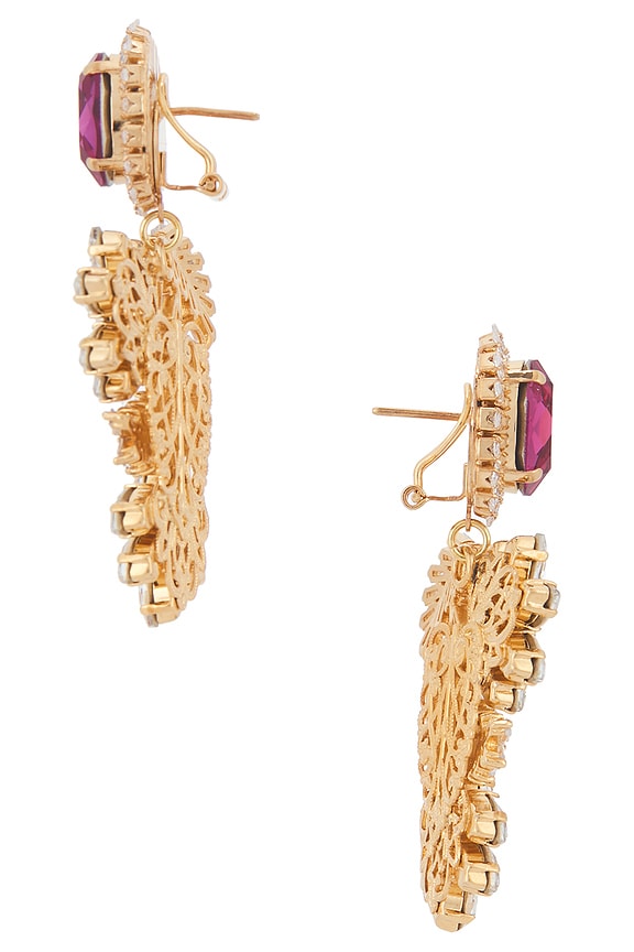 view 2 of 3 BOUCLES D'OREILLES in Fuchsia, Crystal & Gold