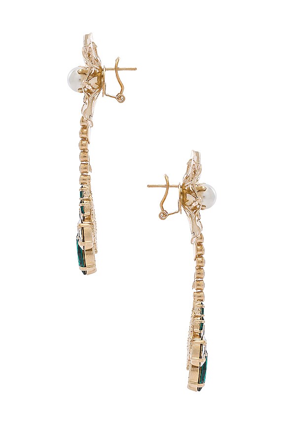 view 2 of 2 BOUCLES D'OREILLES DANGLY FLOWER WITH PENDANT in Emerald