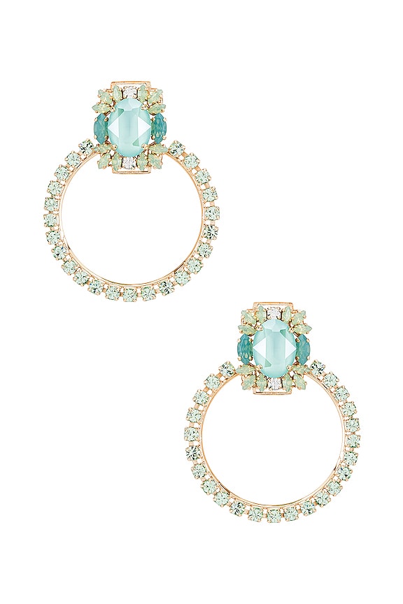 view 1 of 3 Gem Cluster Hoops in Light Green