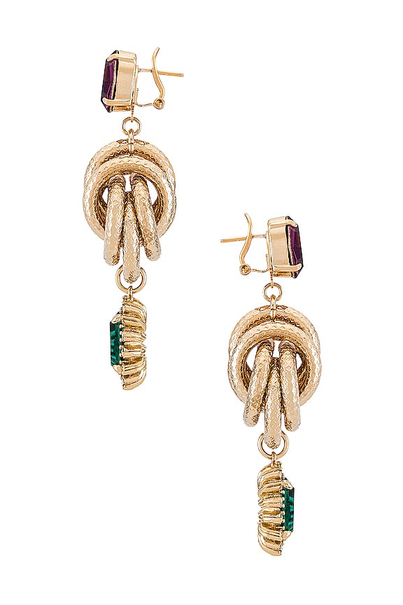 view 2 of 2 BOUCLES D'OREILLES in Green, Purple & Gold