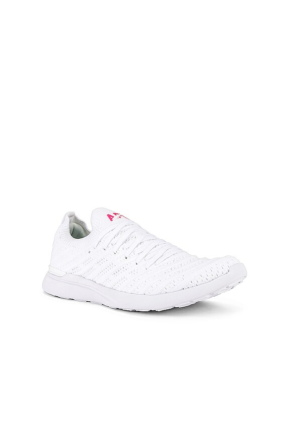 view 2 of 6 TechLoom Wave Sneaker in White & Neon Pink