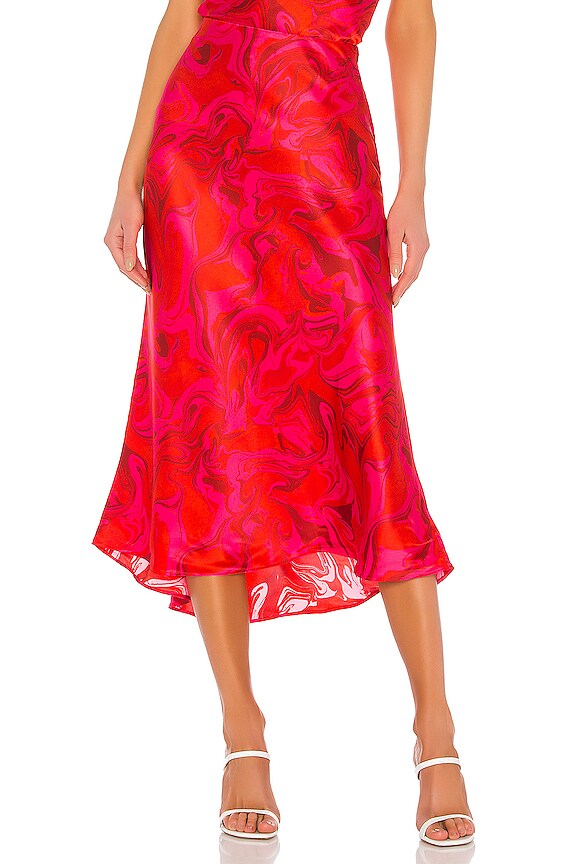 AIIFOS Slip Skirt in Red & Fuchsia Marble | REVOLVE
