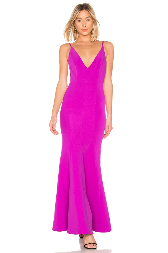 view 1 of 4 Camille Bonded Scoop Back Gown in Purple