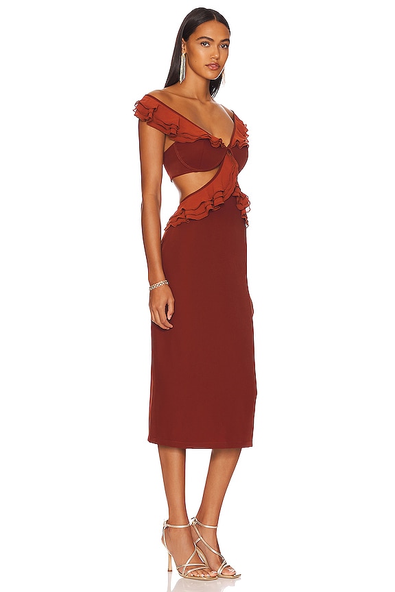 view 2 of 3 x REVOLVE Leni Midi Dress in Burgundy