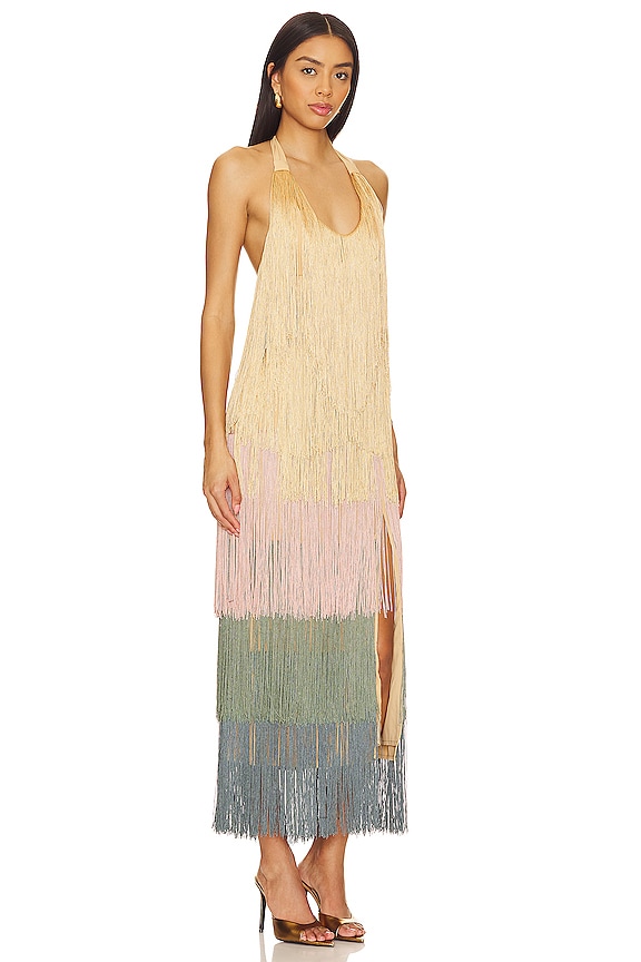 view 2 of 3 ROBE MIDI FRANGÉE NEME in Multicolor