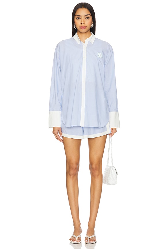 view 2 of 5 Club Cotton Shirt Set in Light Blue Stripe