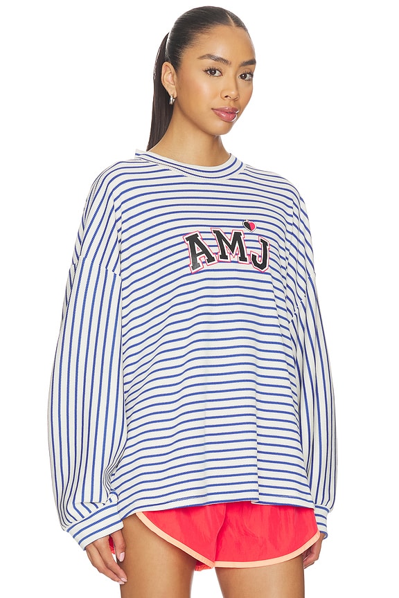 view 2 of 5 T-SHIRT VOLANTÉ MANCHES LONGUES AMJ in Dark Navy