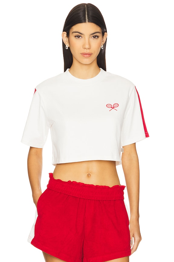 view 1 of 4 Racquet Crop Tee in Warm White