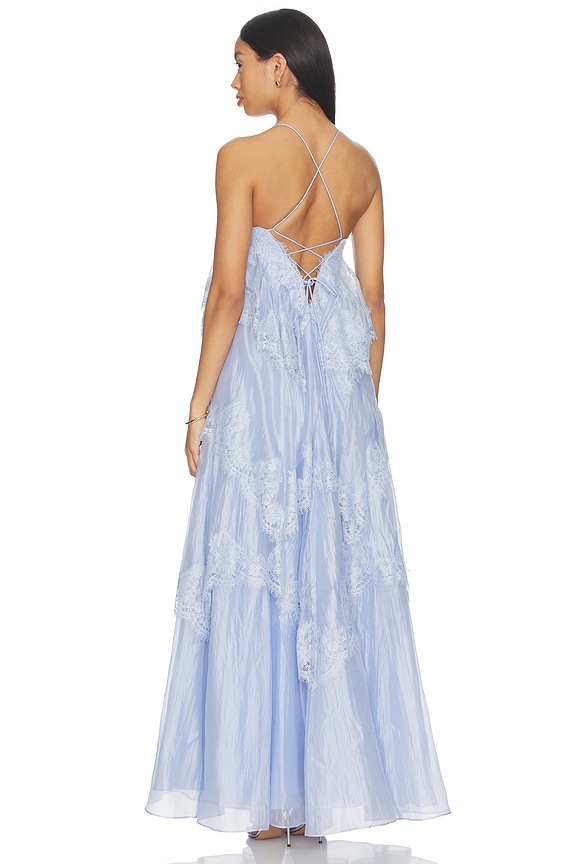 french blue lace dress Aje Ophelia Gown in The flattering V gender-Mens lace blue prom dress Size:9yrs 35 Cute Birthday Brunch