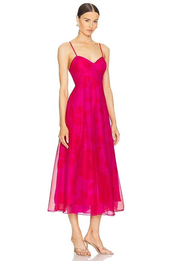 view 2 of 3 ROBE MI-LONGUE SWAY PANELLED in Fluorescent Rose