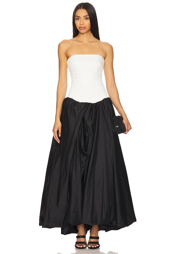 view 2 of 4 Violette Bubble Hem Maxi Dress in Ivory & Black