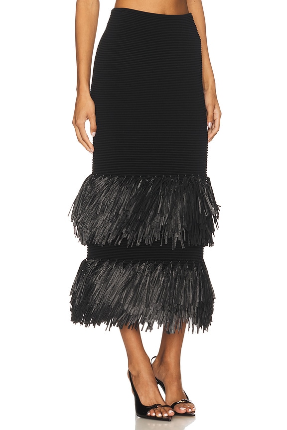 view 2 of 6 Agave Knit Raffia Midi Skirt in Black