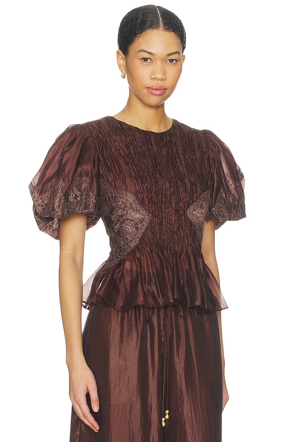 view 2 of 4 Ophelia Lace Top in Chocolate