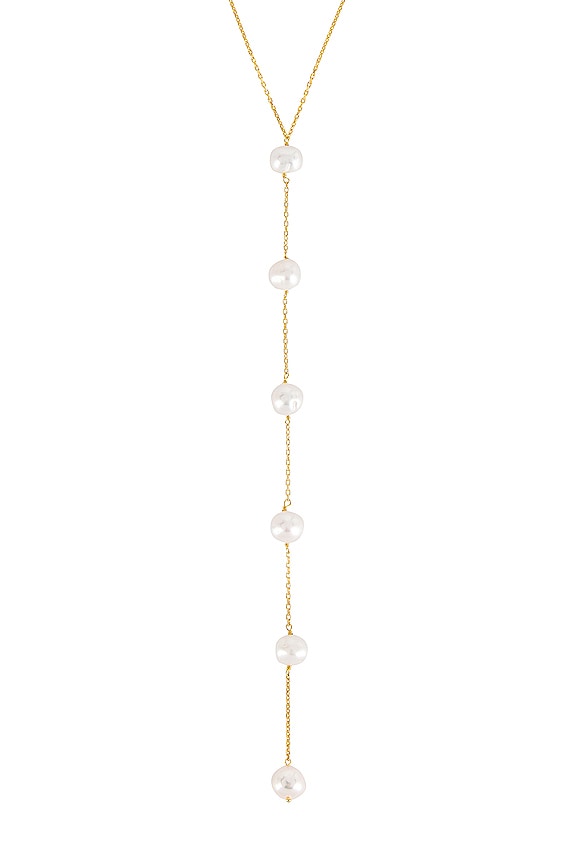 view 2 of 2 Multi Pearl Lariat Necklace in Gold