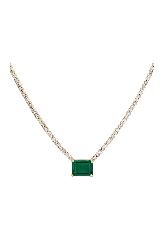 view 2 of 2 Emerald Baguette Tennis Necklace in Gold