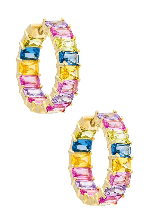 view 1 of 3 Pastel Baguette Hoops in Gold