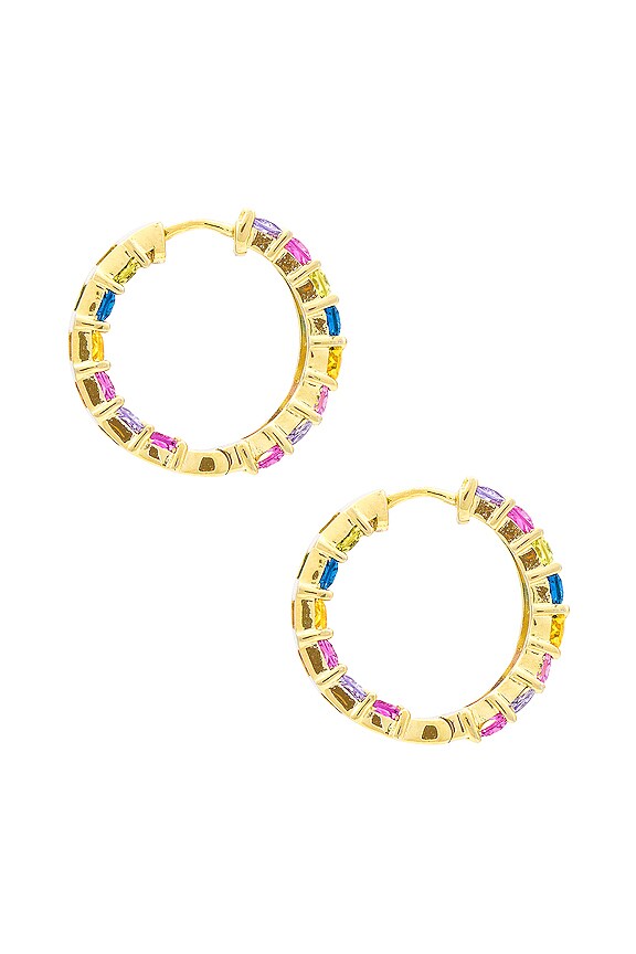view 2 of 3 Pastel Baguette Hoops in Gold