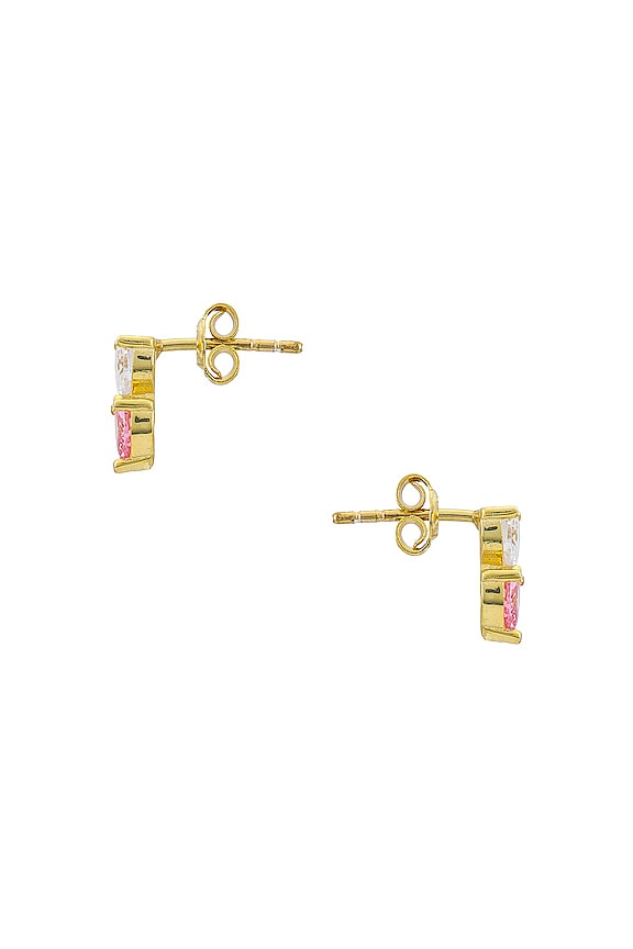 view 2 of 2 Double Heart Stud Earrings in Sapphire Pink