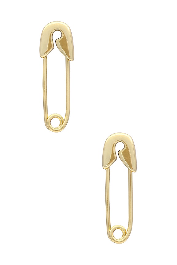view 2 of 3 Solid Safety Pin Earrings in Gold