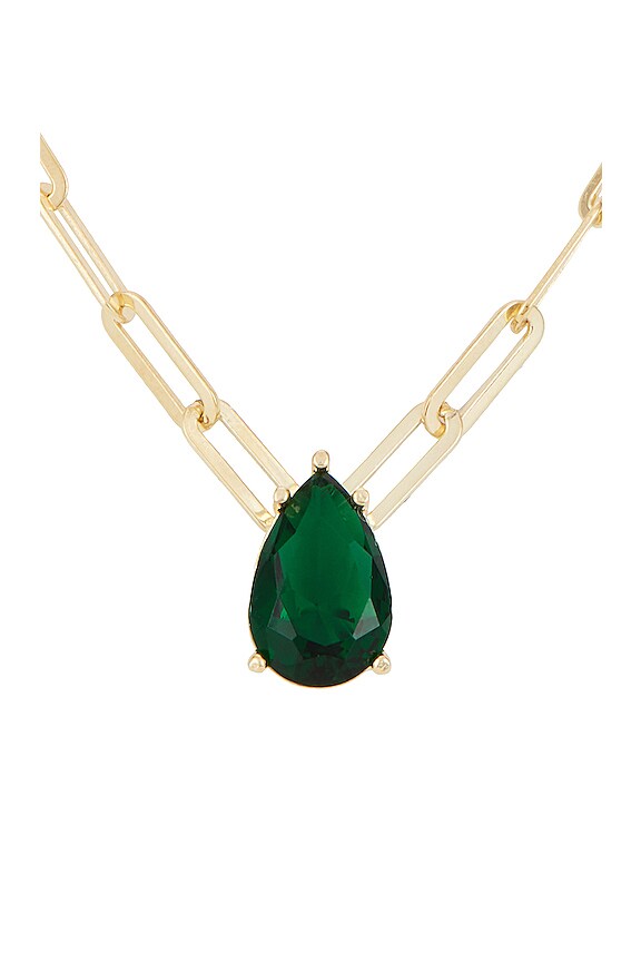 view 2 of 2 Emerald Teardrop Paperclip Necklace in Emerald Green