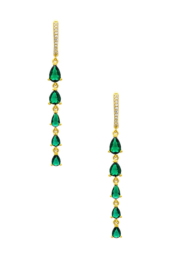 view 2 of 3 PENDIENTES COLORED GRADUATED TEARDROP DROP in Emerald Green