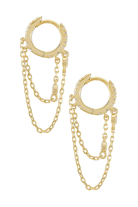 view 2 of 2 Bezel Chain Huggie Earring in Gold