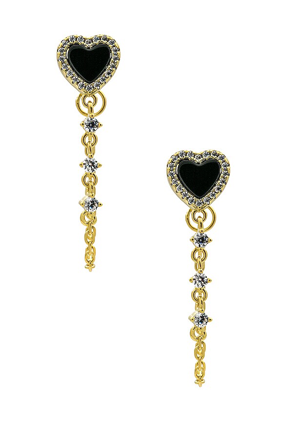 view 2 of 3 ジェムストーンドロップチェーンイヤリング in Onyx