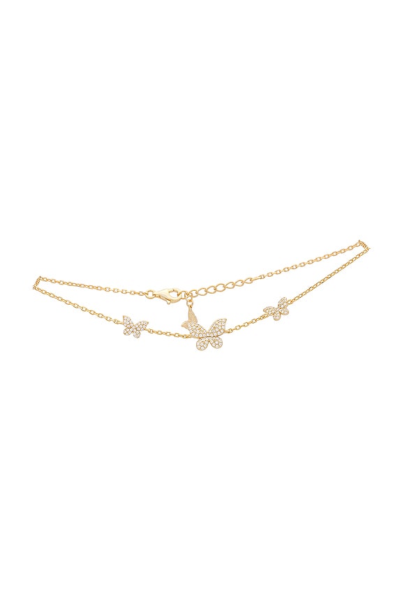 view 2 of 3 Pave Triple Butterfly Anklet in Gold