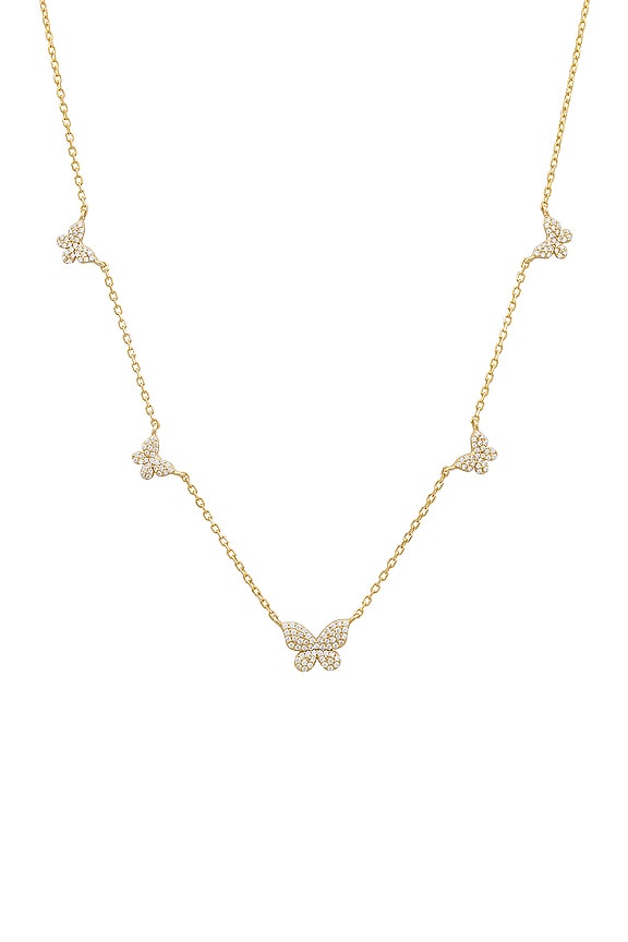 view 2 of 2 Pave 5 Butterfly Necklace in Gold