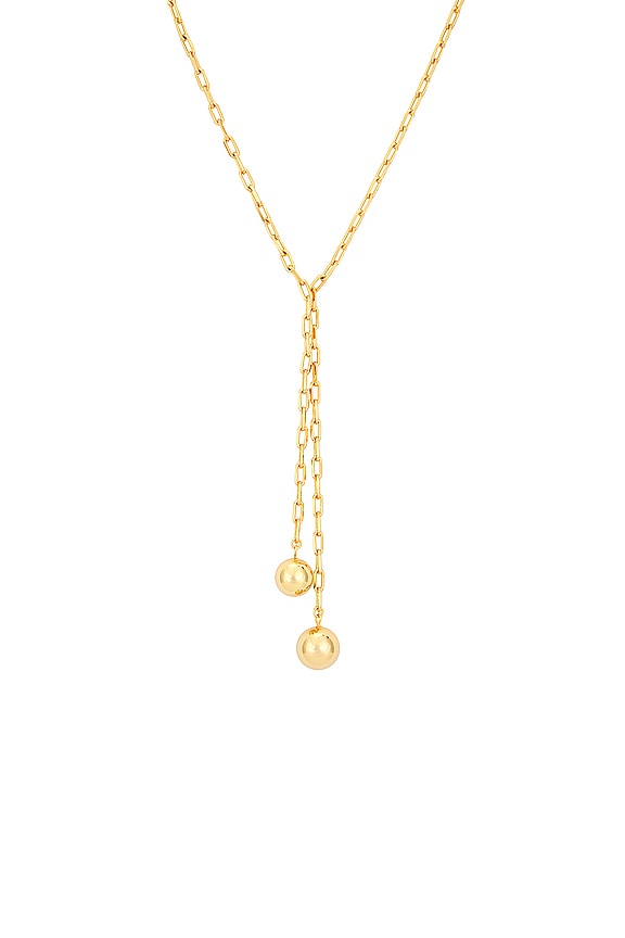 view 2 of 2 Double Ball Link Drop Lariat Necklace in Gold