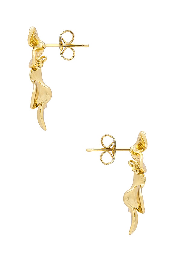 view 2 of 2 Double Flower Drop Stud Earring in Gold