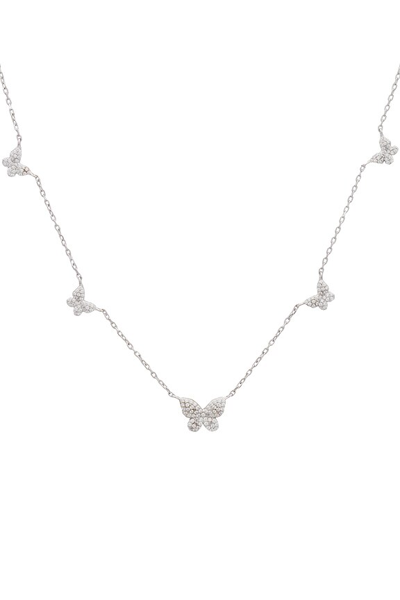 view 2 of 2 Pavé  5 Butterfly Necklace in Silver