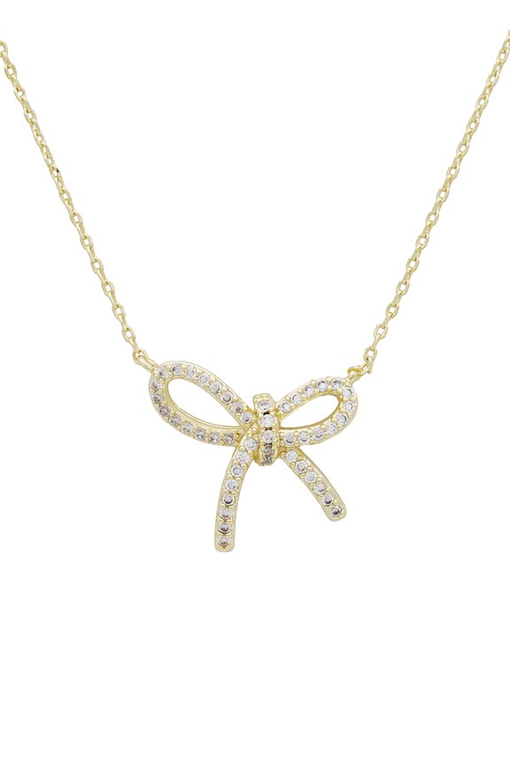 view 2 of 2 Skewed Pavé  Bow Tie Necklace in Gold