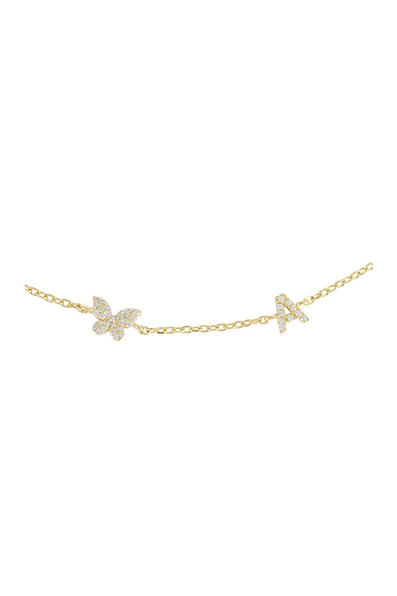 view 2 of 2 Pave Butterfly Initial Choker in Gold