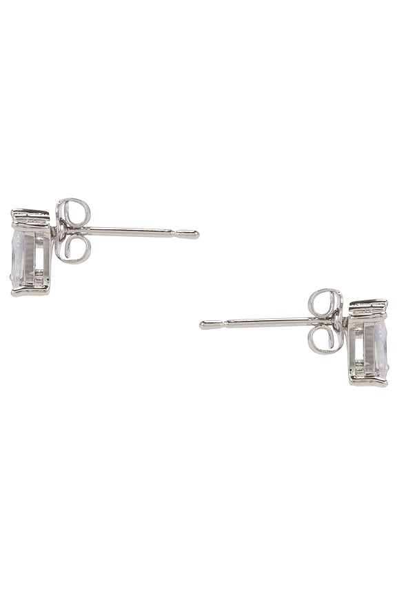 view 2 of 3 Cz Teardrop X Baguette Stud Earring in Silver