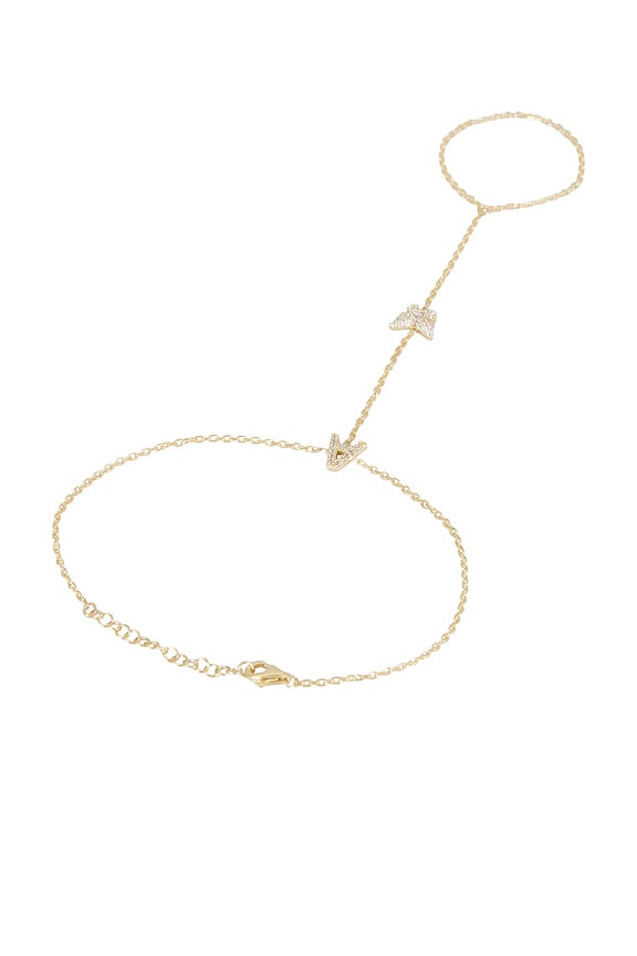 view 2 of 2 Pave Butterfly Initial Hand Chain in Gold