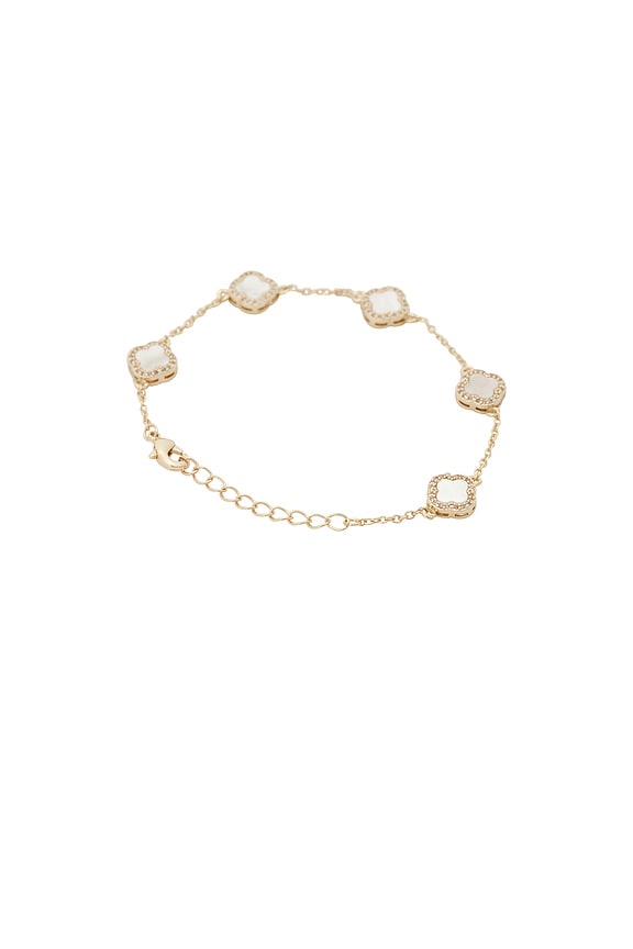 By Adina Eden Mini Multi Pave Outlined Colored Clover Bracelet in
