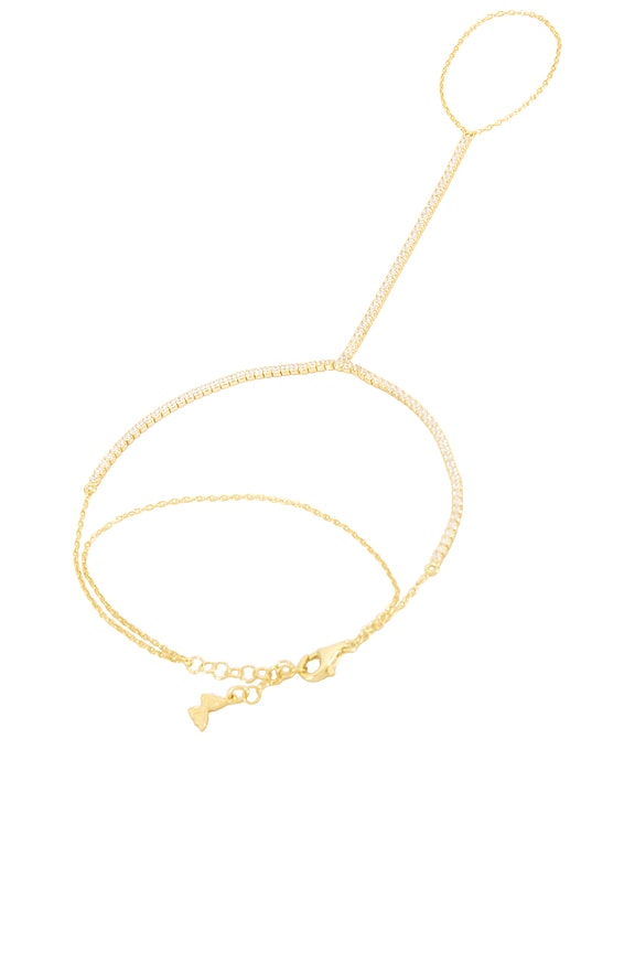 view 2 of 2 Tennis Hand Chain Bracelet in Gold