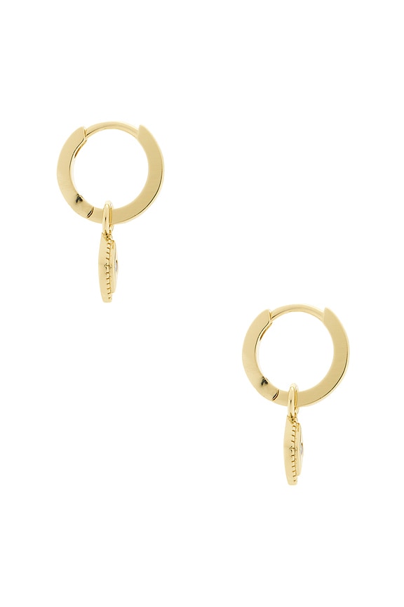 view 2 of 3 Evil Eye Drop Huggie Earring in Gold