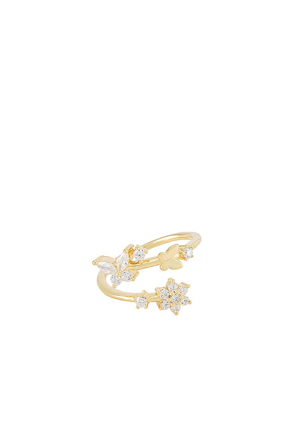 By Adina Eden Butterfly x Flower Wrap Ring in Gold | REVOLVE