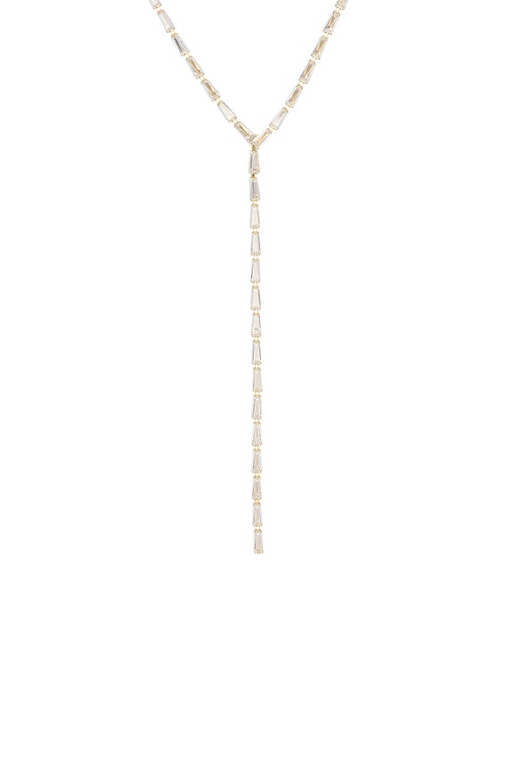 view 2 of 2 Cz Multi Baguette Tennis Lariat Necklace in Gold