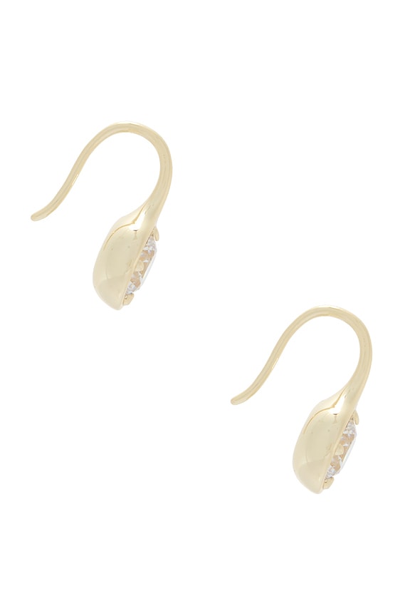 view 2 of 3 Cz Rounded Bezel Fish Hook Huggie Earring in Gold